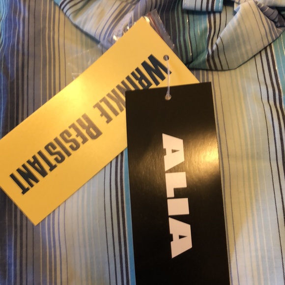 ALIA NWT SIZE 18 LONG SLEEVE BLOUSE BUTTON ROLL UP TAB BLUES &SILVER THREAD #024 - Picture 5 of 12